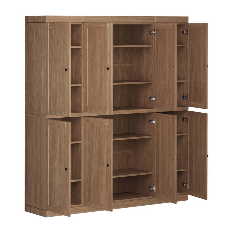Palace Imports Premium 100% Solid European Oak Hardwood Modular Dining Room Cabinet with Shaker Doors - 64" Wide, 71.5" Tall