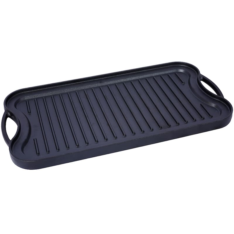 Pre-Seasoned Cast Iron Reversible Rectangular Grill/Griddle, Black,20inch x 10inch