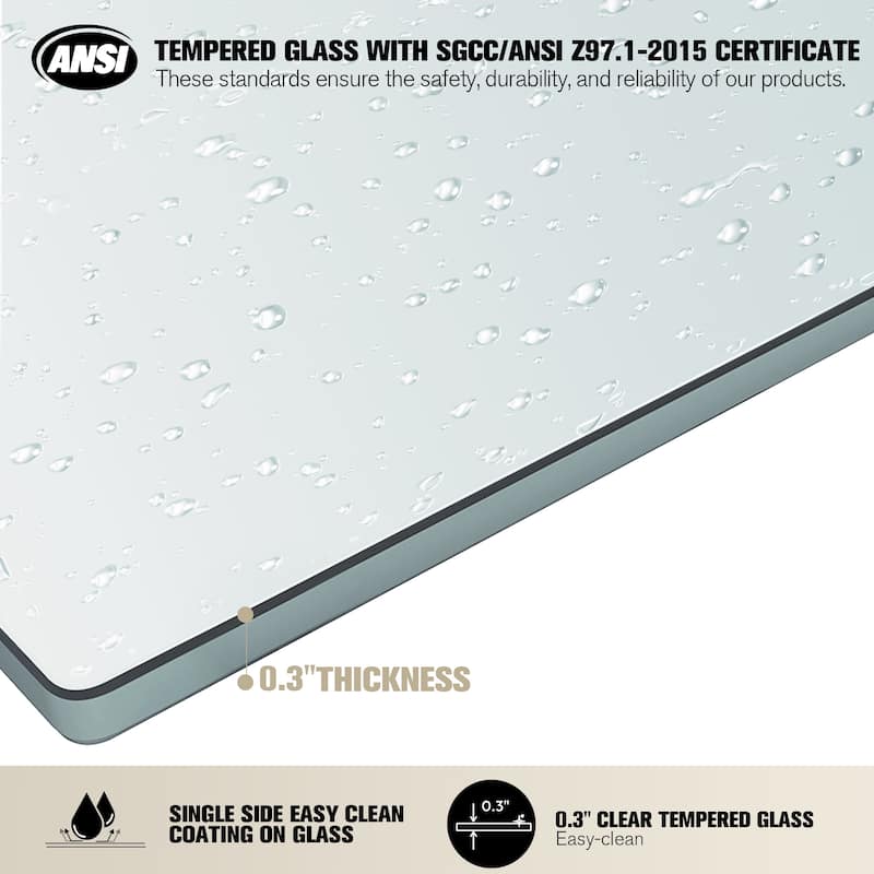 Puente Bathtub Screen Shower Door Tempered Glass Framed Shower Panel - 34" W x 58" H