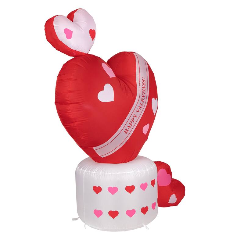 5' Inflatable Lighted Valentine 's Day Rotating Heart Outdoor Decor