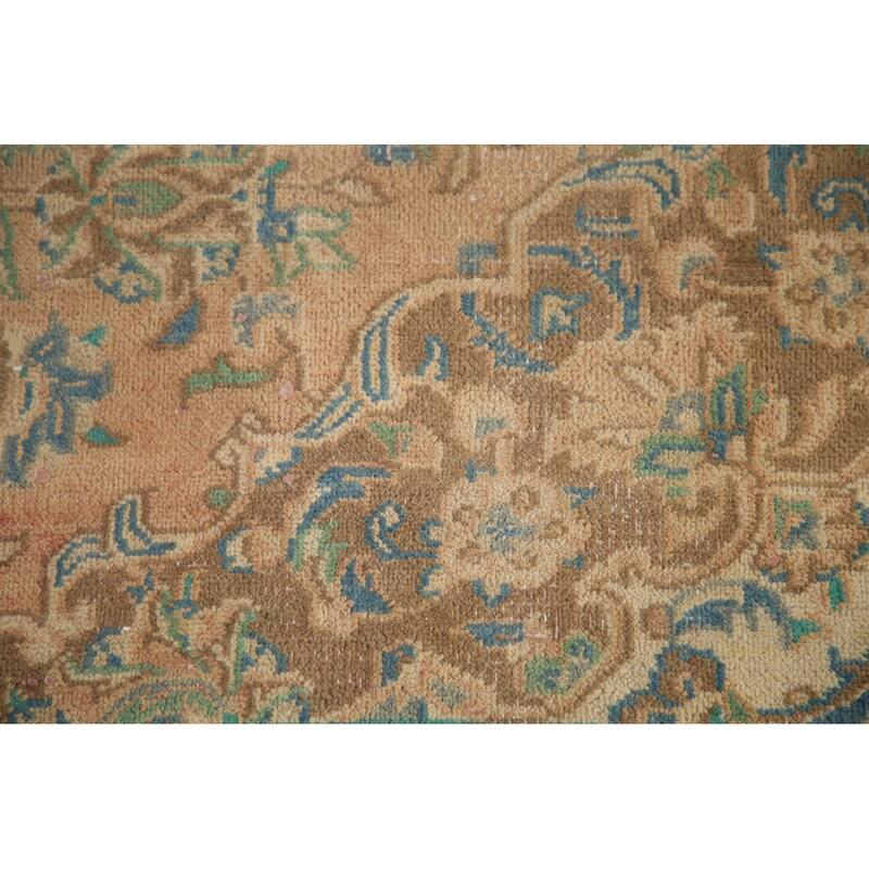 Hand Knotted Oriental 100% Wool Carpet Traditional Floral Oranges & Rust Mashad Area Rug - 9' 6'' X 6' 3''