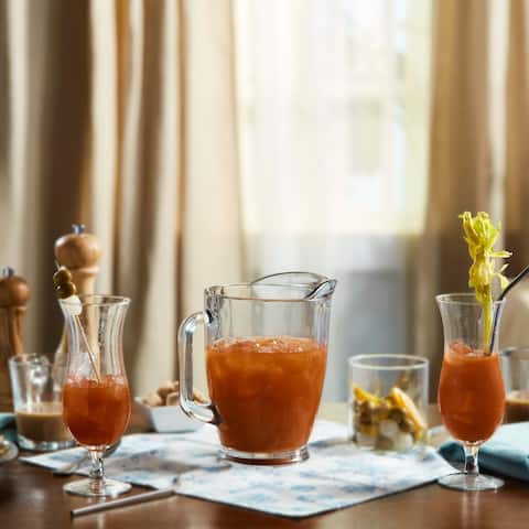 Libbey Modern Bar Bloody Mary Entertaining Set with 6 Hurricane Glasses, 3 Cylinder Jars and Pitcher