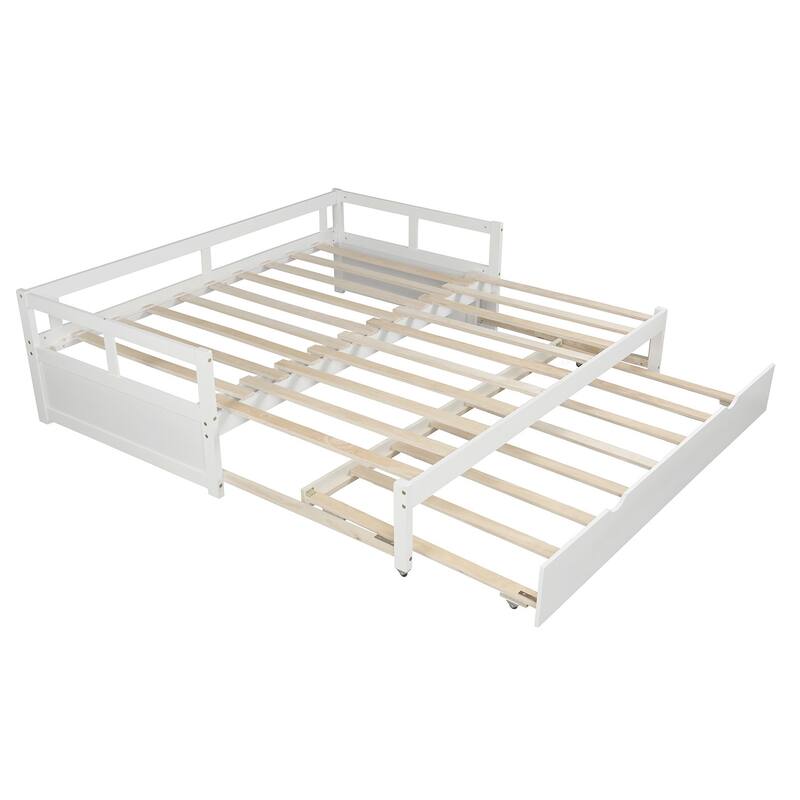 Twin Size Extending Daybed with Trundle, Wooden Daybed with Trundle, White