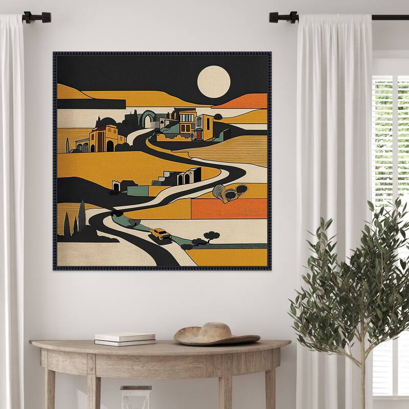 Retro Abstract Landscape by Tradelink inhouse artist Framed Canvas Wall Art Print