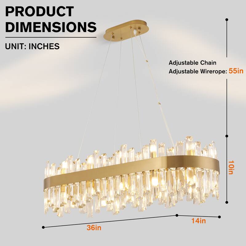 36-Inch Modern Luxury Gold Crystal Chandelier for Dining Room, 24-Light French Empire Ceiling Light with Premium Crystals