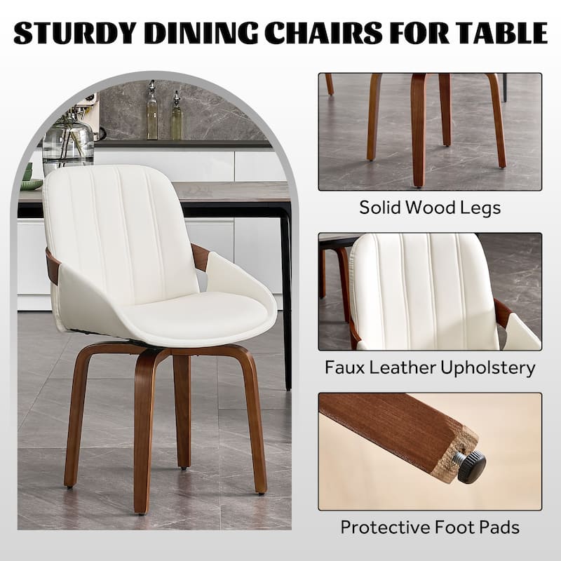 Upholstered Modern Faux Leather Swivel Dining Chairs Bentwood Side Chairs, Set of 2/4/6