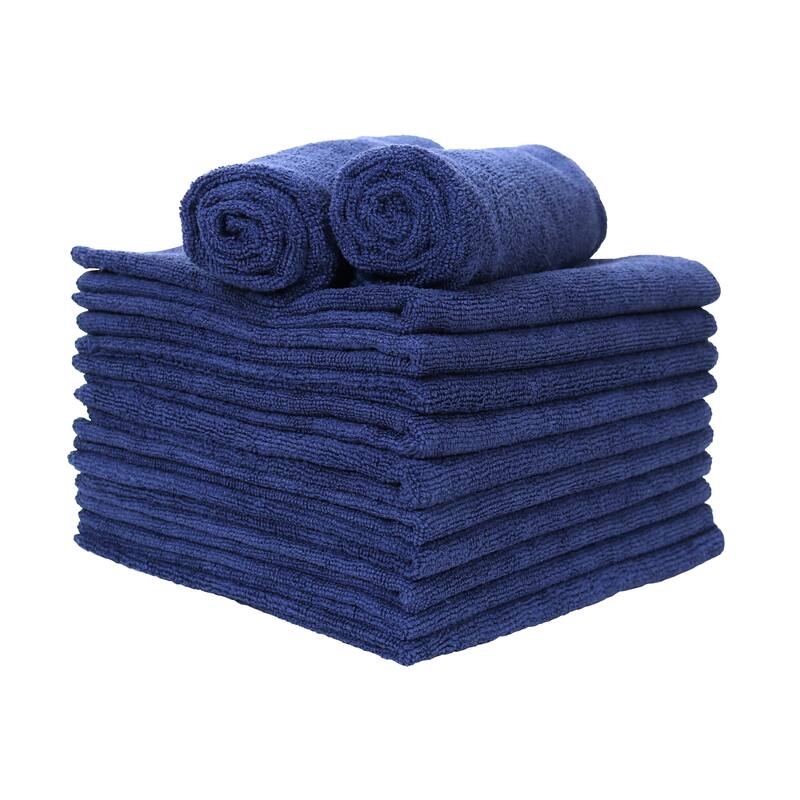 Arkwright Microfiber 12-Piece Hand Towels - 24x15 - Navy