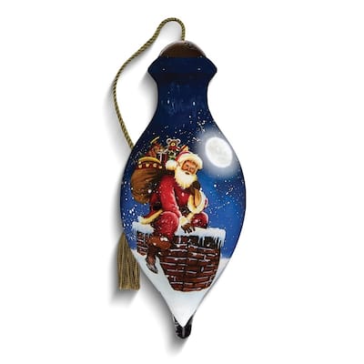 Curata Ho Ho Ho Here We Go By Daniel Rodgers Hand-Painted Glass Ornament