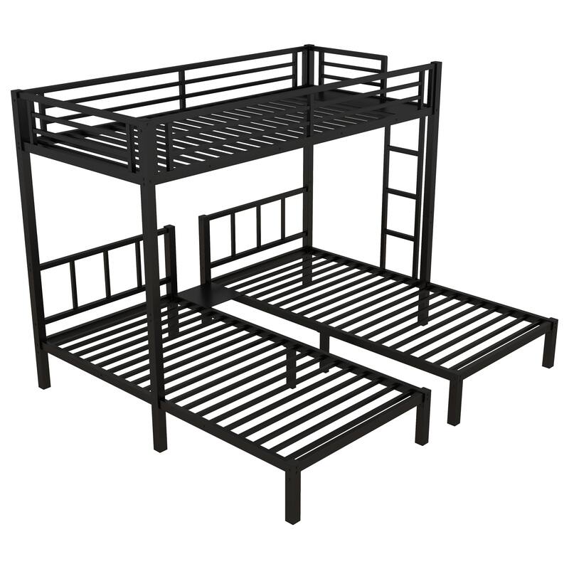 Twin over Twin & Twin Bunk Beds for 3, Twin XL over Twin & Twin Bunk Bed Metal Triple Bunk Bed, Black