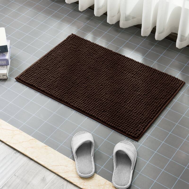 Subrtex Luxury Chenille Bath Rugs Soft Bathroom Mats