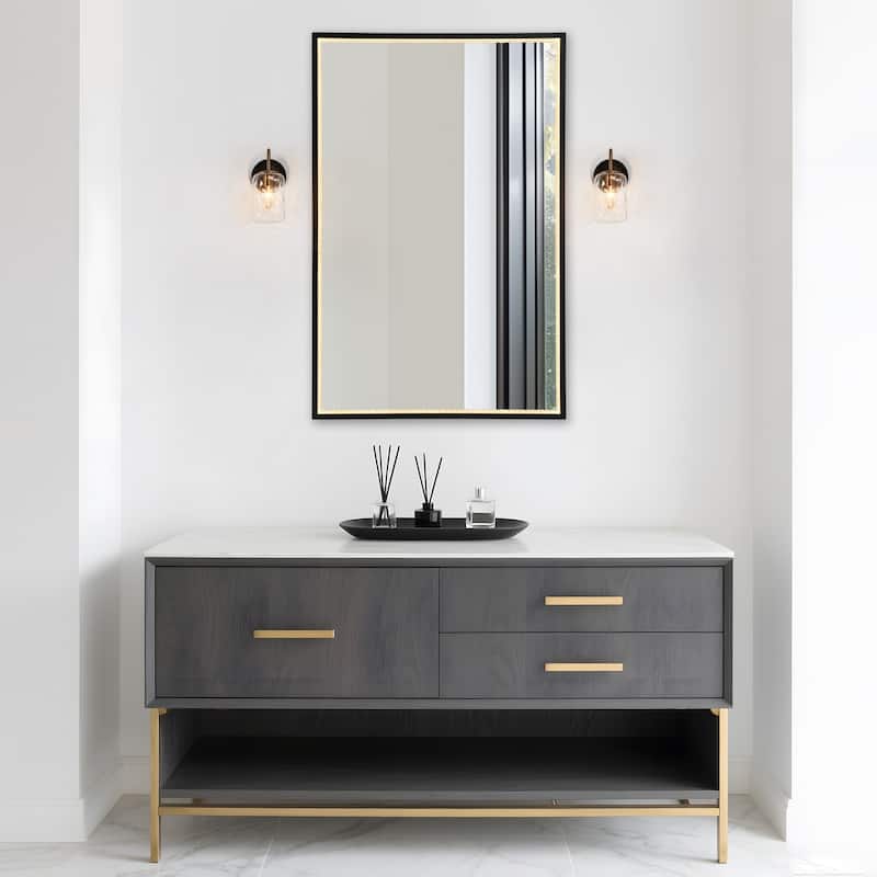 Modern Farmhouse 1-Light Mason Jar Wall Sconce Hand-blown Glass Bathroom Vanity Light - D 4.3" x H 9.4"