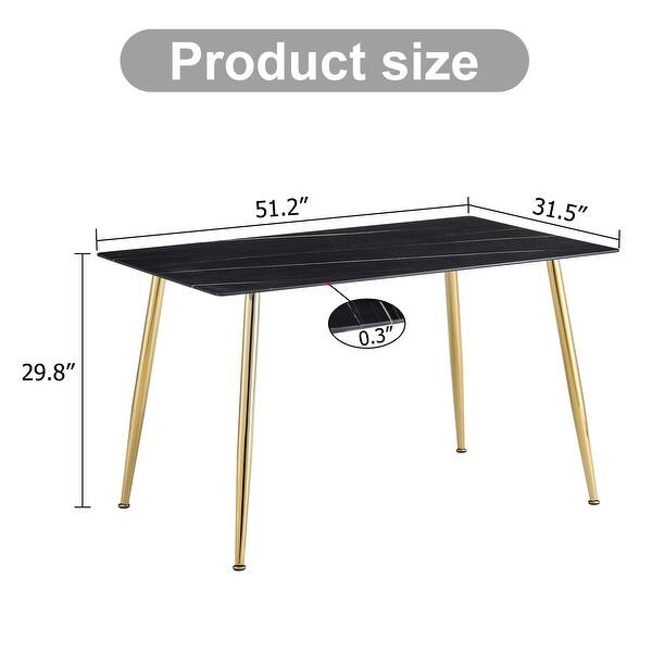 Modern minimalist rectangular black imitation marble dining table - Bed ...