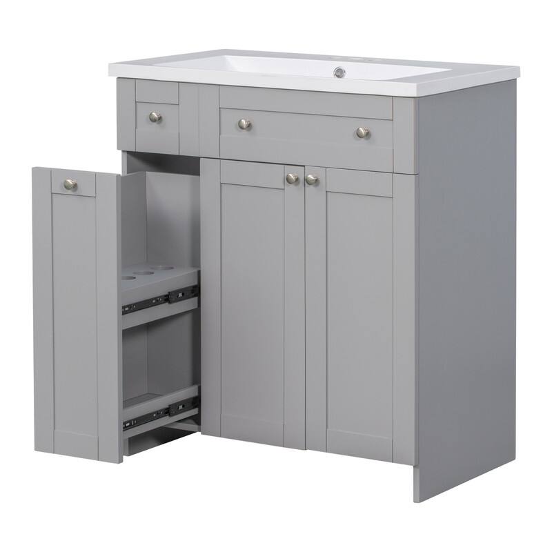Single Sink 30" Bathroom Vanity with Combo Cabinet and Storage