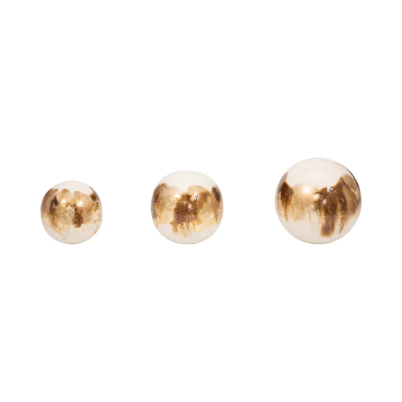 Sagebrook Home Set Of 3 4/5/6" Metal Abstract Round Galaxy Orbs