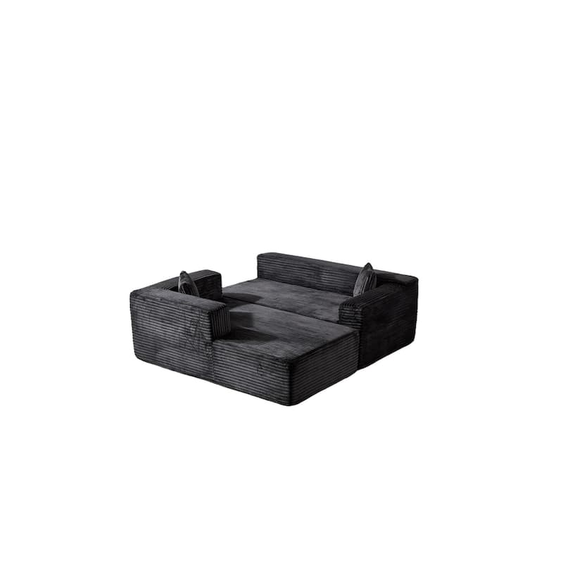 Modular L Shaped Sectional Sofa with Chaise Lounge, Corduroy Upholstered Boneless Sleeper Sofa, Compression Sofa with Deep Seat