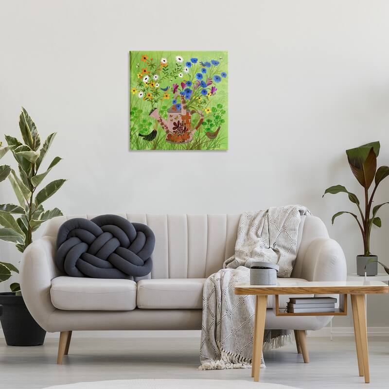 Stupell Bright Gardening Can & Birds Canvas Wall Art Design By Kay Widdowson