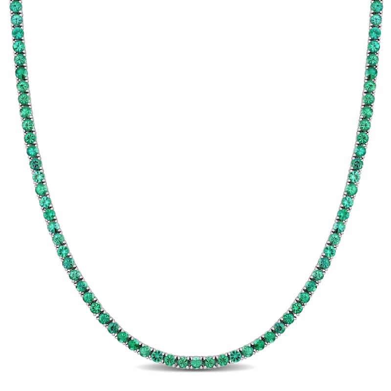 Miadora 14k or 18k White or Wellow Gold Black Diamond or Gemstone Necklace - Green - 8.90 Carats