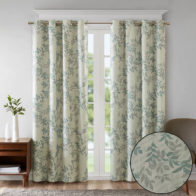 SunSmart April SIngle Printed Botanical Blackout Curtain Panel