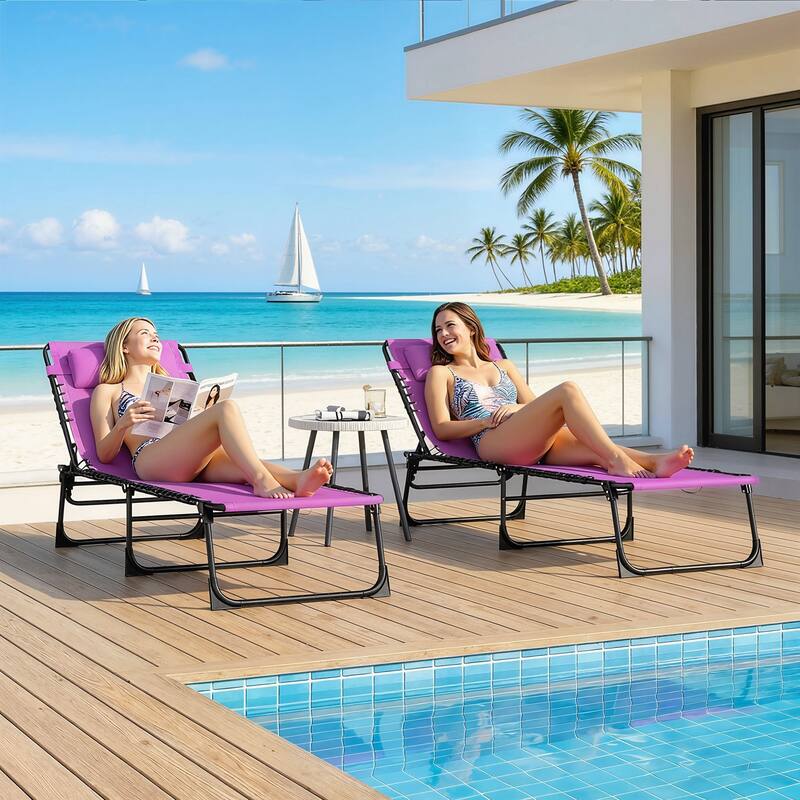 Outsunny 2 Folding Chaise Lounge Pool Chair Set, Patio Sun Tanning Chairs, Outdoor Lounge Chairs