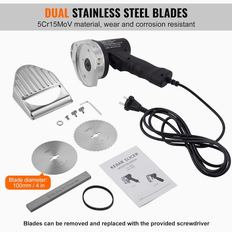 Electric Shawarma Knife Doner Kebab Meat Slicer with 2 Blades