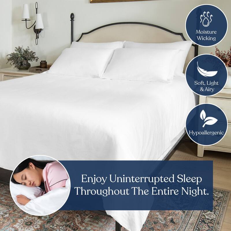Delara 100% Organic Cotton Percale Weave Sheet, Flat Sheet, 400 Thread Count GOTS Certified