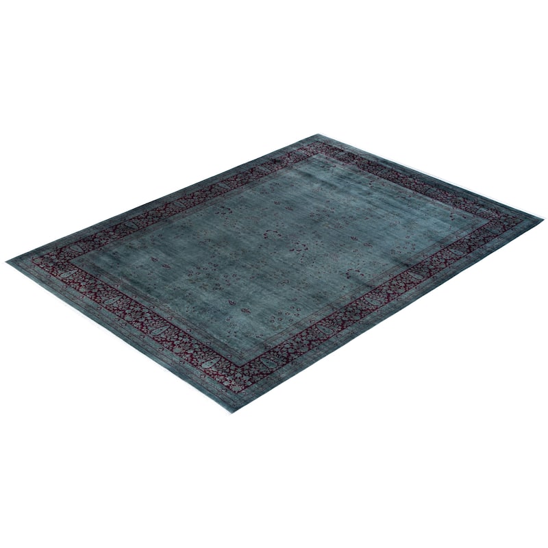 Fine Vibrance One-of-a-Kind Hand-Knotted Area Rug - Gray, 9' 2" x 12' 5" - 9' 2" x 12' 5"