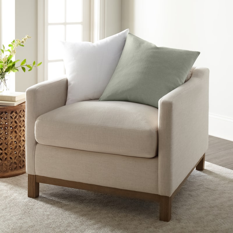 Washed and Distressed Cotton Decor Throw Pillow in Stone Washed