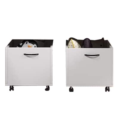 20 Inch Multipurpose Storage Box with Caster Wheels, Set of 2, White