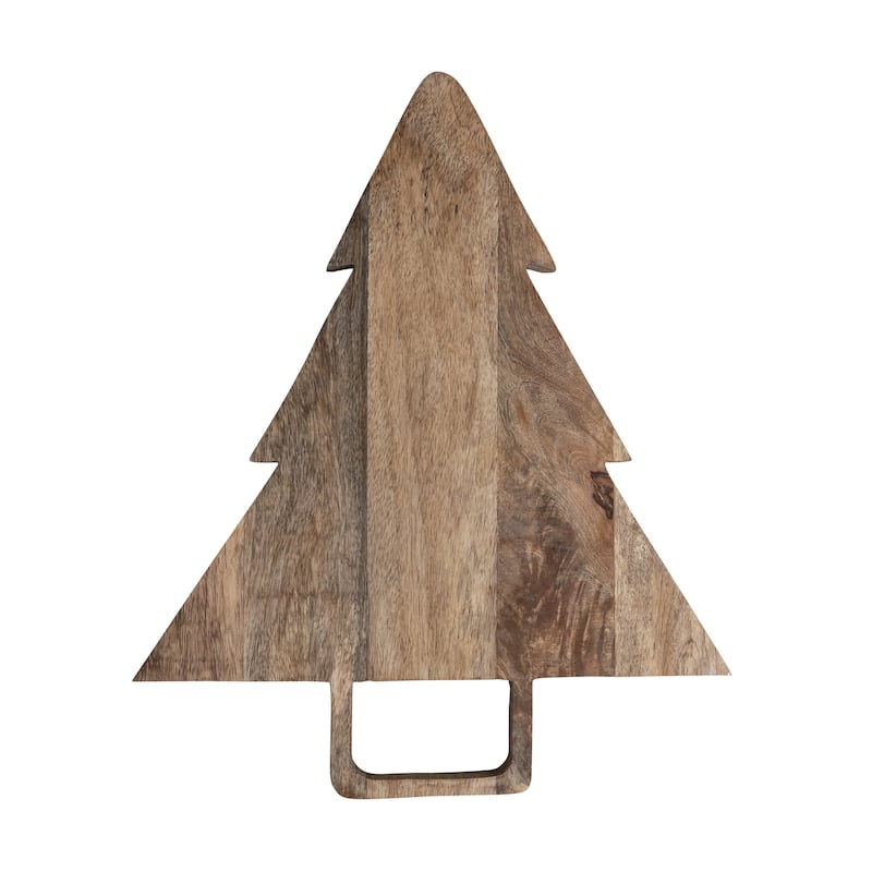 Mango Wood Tree-Shaped Cheese/Cutting Board with Handle - 17.5"L x 14.5"W x 1.0"H - Natural