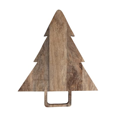 Mango Wood Tree-Shaped Cheese/Cutting Board with Handle - 17.5"L x 14.5"W x 1.0"H