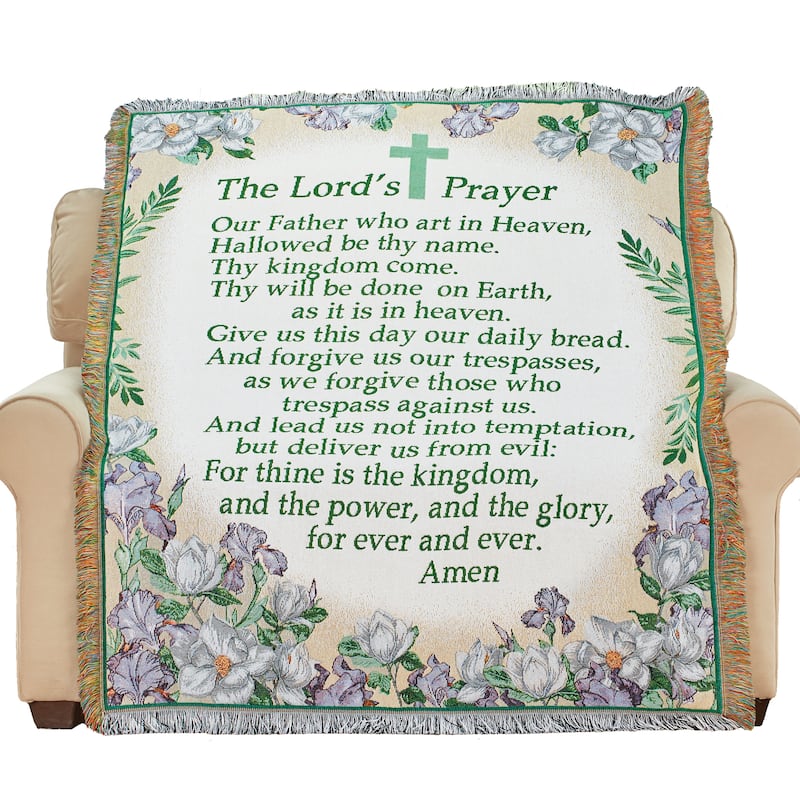 The Lords Prayer Sentimental Floral Tapestry Throw Blanket