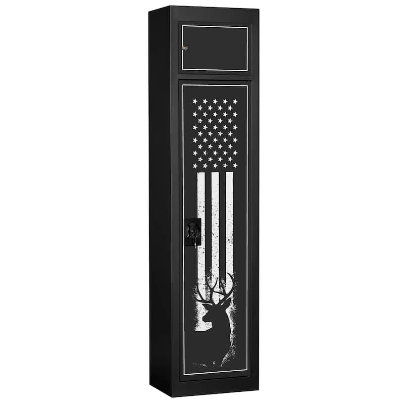 Metal Five Gun Locking Security Cabinet with Separate Ammunition Compartment