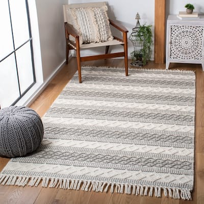 SAFAVIEH Handmade Natura Potita Moroccan Wool Rug - Ivory/Grey - 5' x 8'
