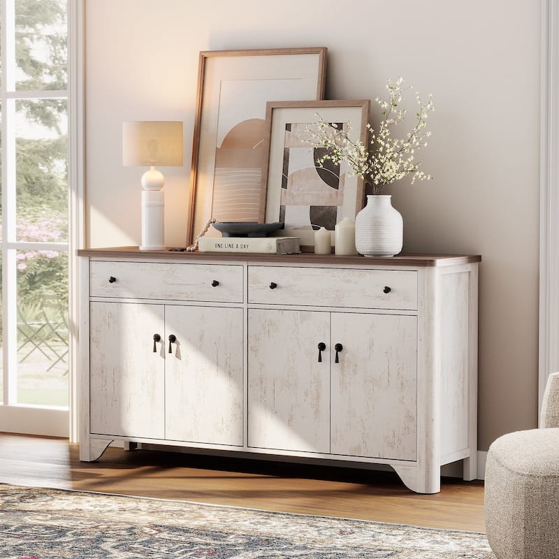 WAMPAT 59" Large Sideboard Buffet Cabinet with Storage - white