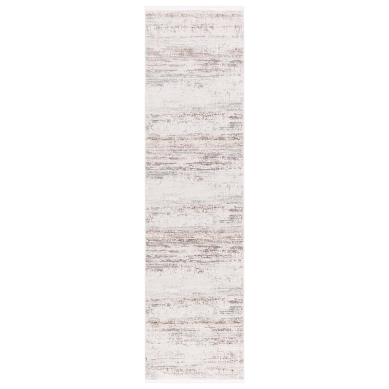 SAFAVIEH Diamond Shiva Modern Abstract Fringe Rug - 2'2" x 8' Runner - Beige/Grey Brown