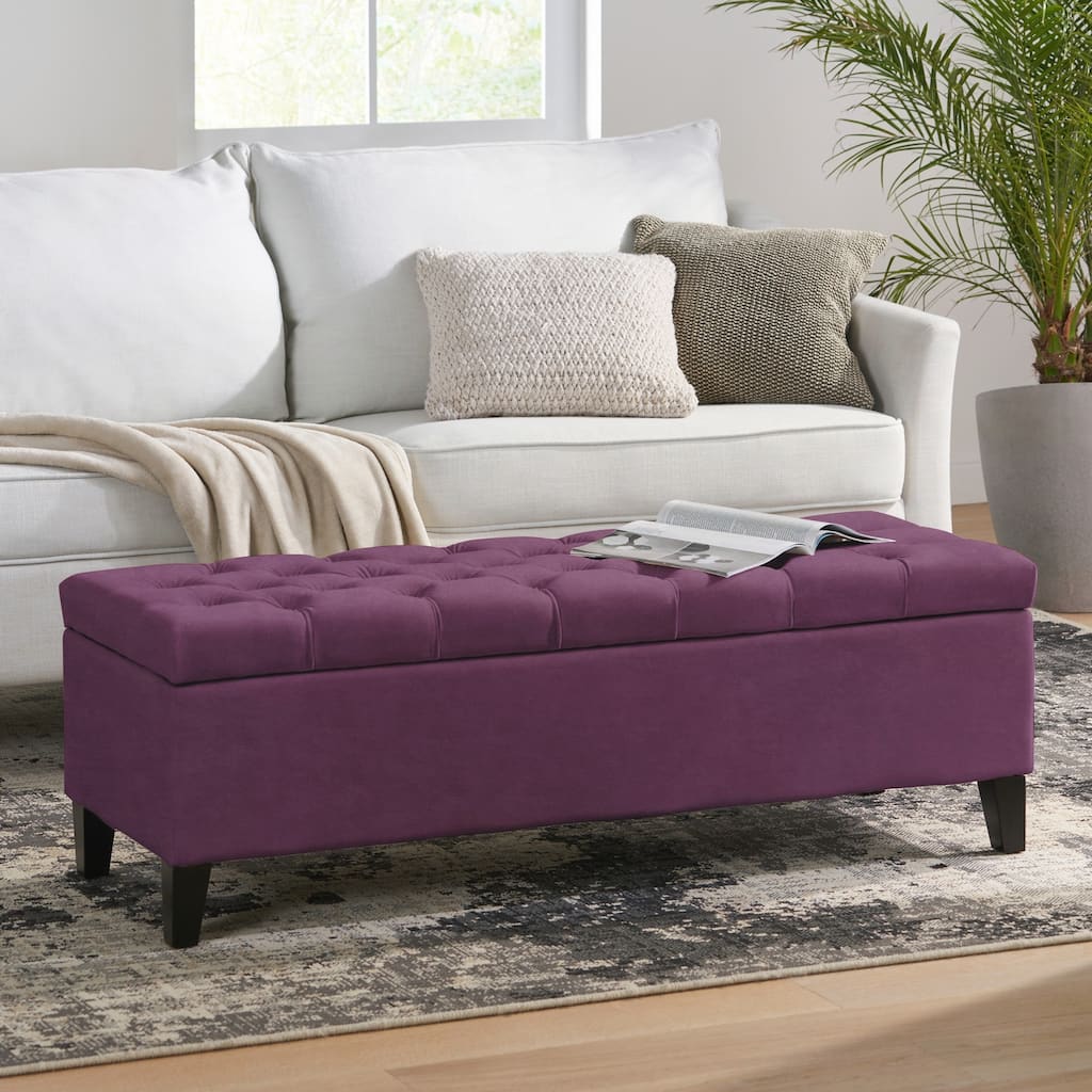 Button-Tufted Storage Ottoman with Diamond Stitching for Modern Living and Extra Seating