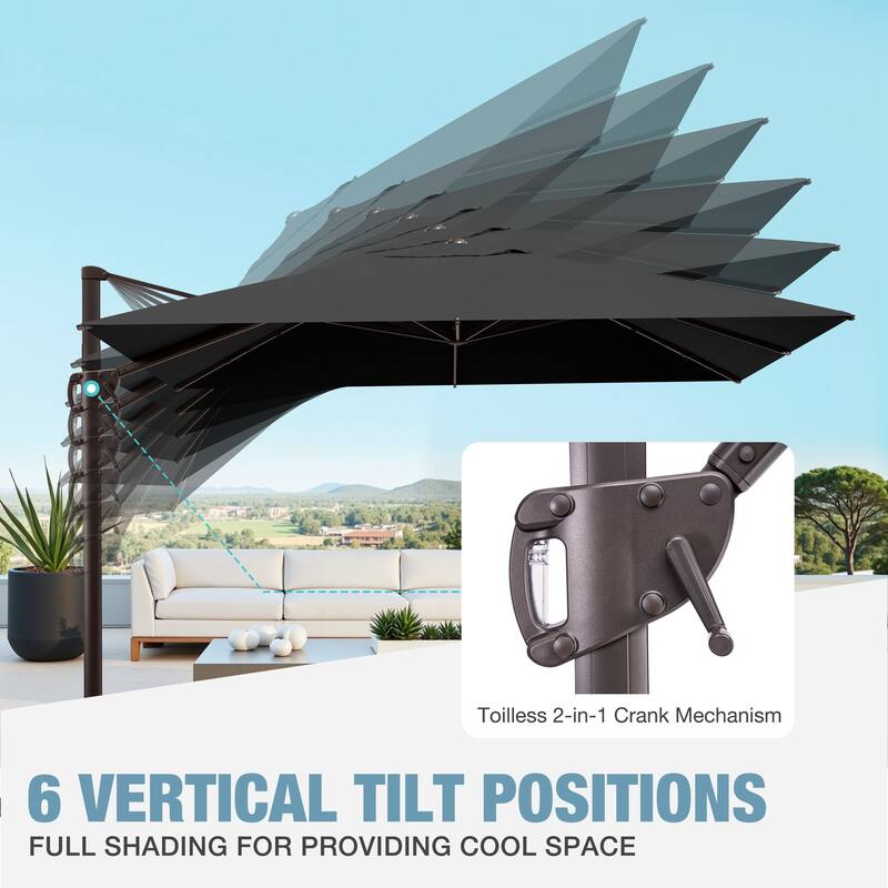 Outdoor Patio Umbrella 9 FT x 11 FT Cantilever-Offset Umbrella