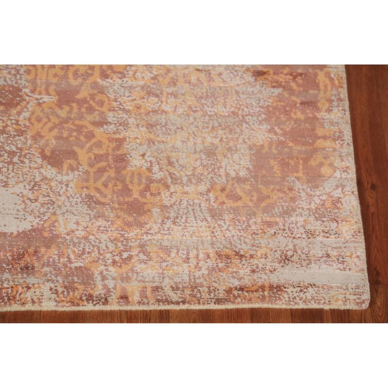 Striped Modern Abstract Indian Area Rug Handmade Wool Carpet - 5'0"x 8'1"