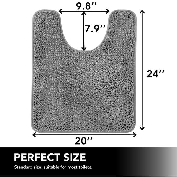 dimension image slide 4 of 7, Deconovo Chenille Bath Rugs - Thick Plush Microfiber, Non-Slip Washable Bathroom Mats