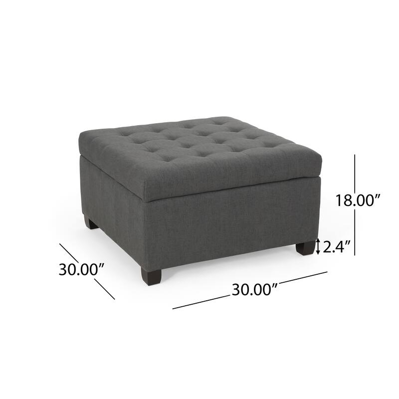 Tufted Fabric Storage Ottoman - Dark Gray Modern Living Room Storage