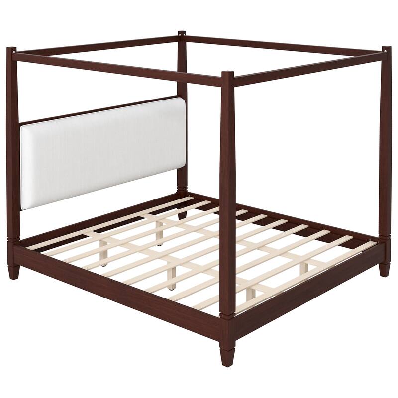 Canopy Platform Bed with Upholstered Headboard by Harper&Bright Designs