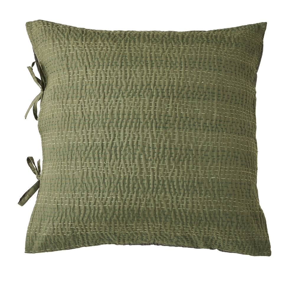 Melange Hand Stitched Kantha Collection Solid Reversible Coverlet or Shams