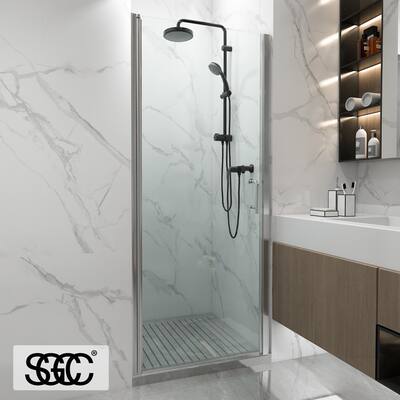 ExBrite 32'' x 72'' Shower Door Frameless Hinged Single Glass Shower Door,Thick Tempered Glass,Reversible Installation