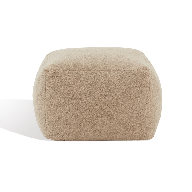 SAFAVIEH Couture Kamryn Boucle Square Ottoman Pouf - Light Brown