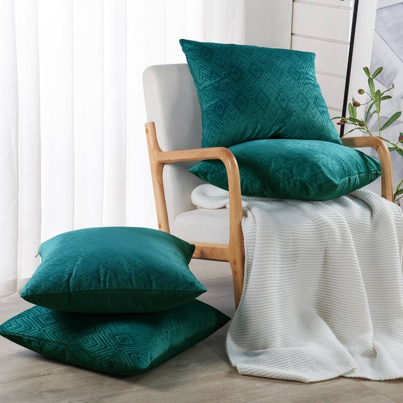 Tonopah Ikat Velvet Throw Pillow Cover Set, NO INSERT - 20" x 20" - Sapphire