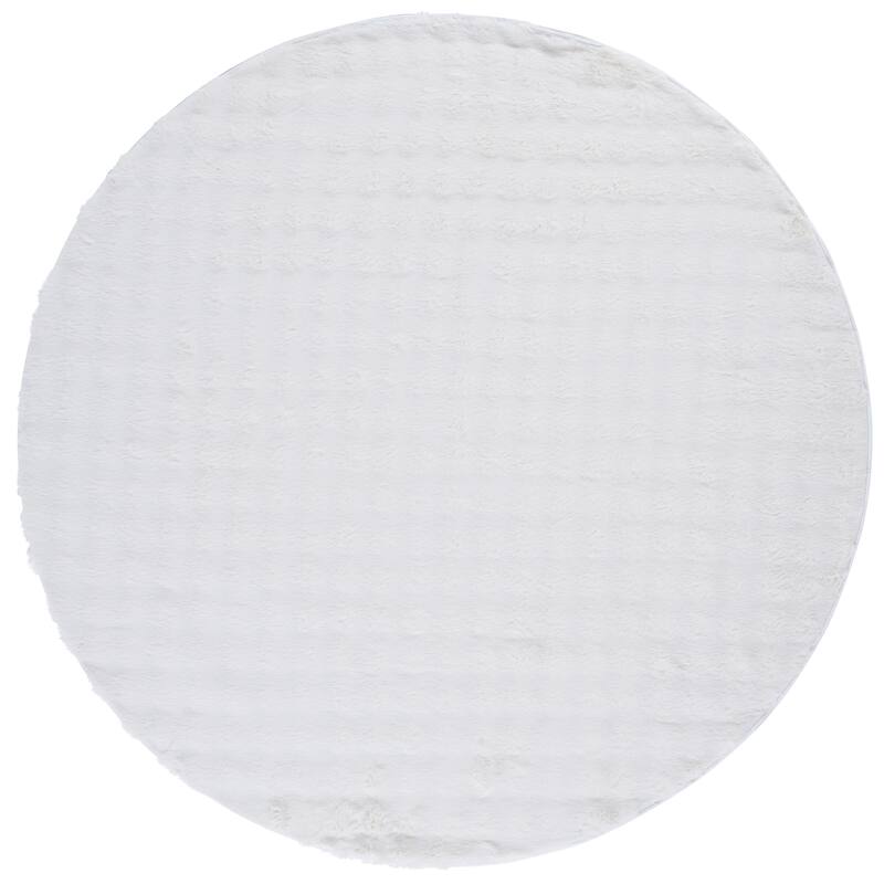 SAFAVIEH Faux Rabbit Bubble Ondine Machine Washable & Slip Resistant Shag Rug - 6' Round - Ivory