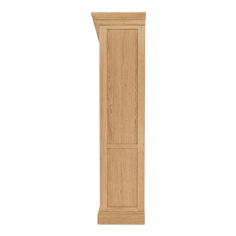 NADAAL STUDIOS Virelle Tall Cabinet, Glass Front with Molding Detail and Solid Oak Frame, Natural