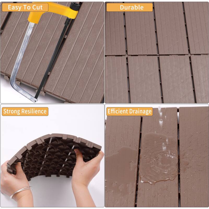 Plastic Interlocking Deck Tiles, 12.00"x12.00"(Pack of 44), Patio Flooring Outdoor Waterproof All Weather Use for Garden