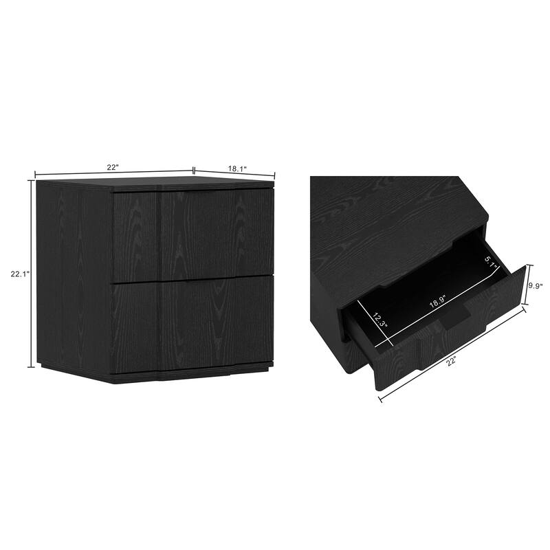 Manhattan Comfort Clive 22 Inch 2 Drawer Nightstand