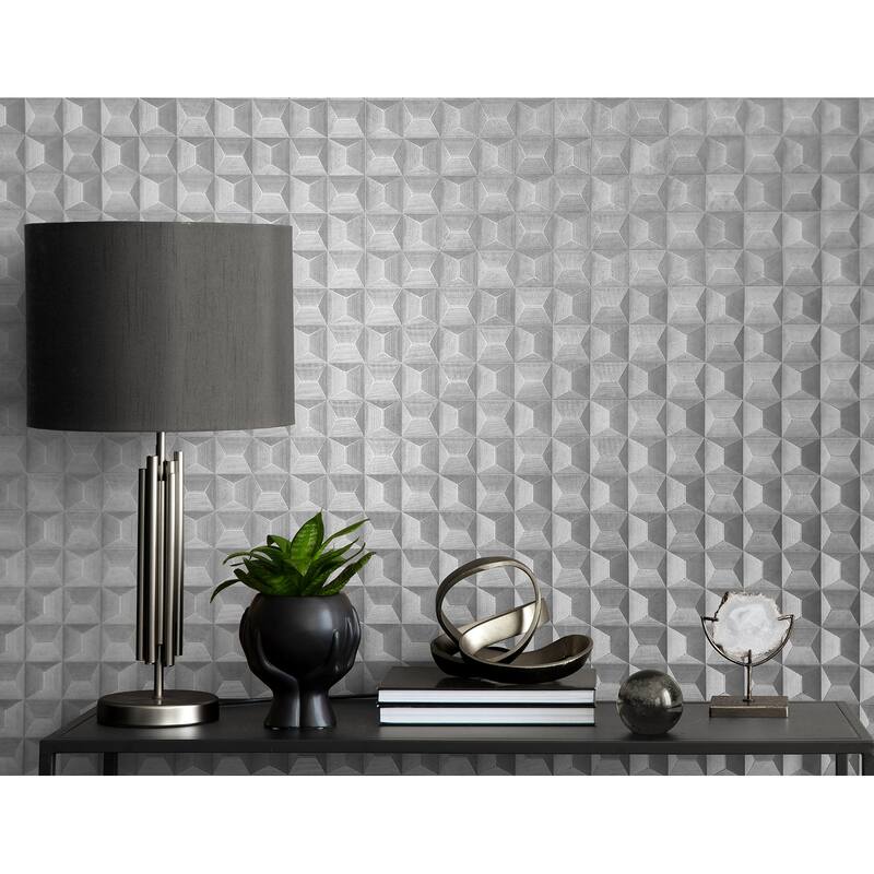 Fine Decor Romero Grey 3D Geometric Wallpaper